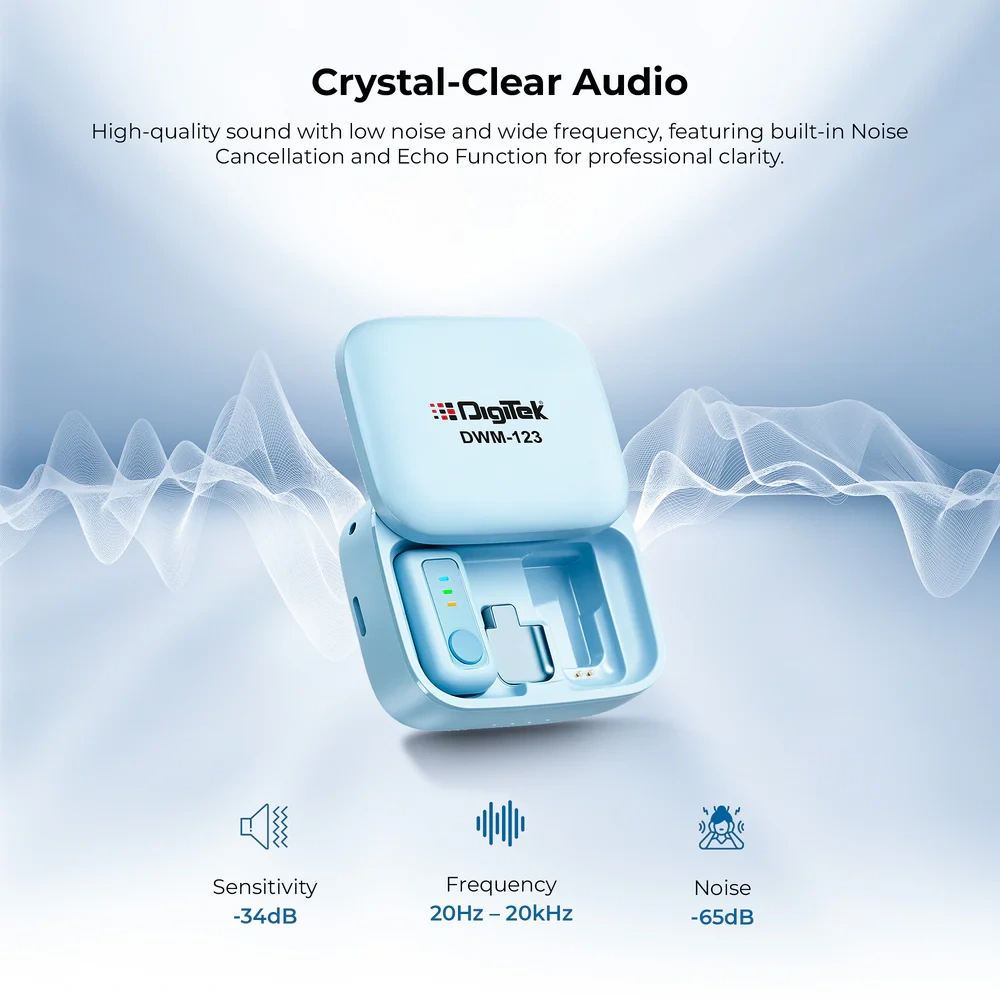 DigiTek Wireless Microphone Type C With 2 Mic (DWM 123) Blue view 2